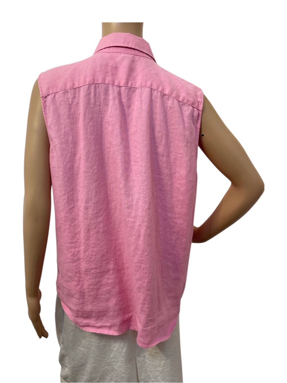Lauren Ralph Lauren Pink Sleeveless Linen Women’s Shirt, XL - Picture 5 of 12